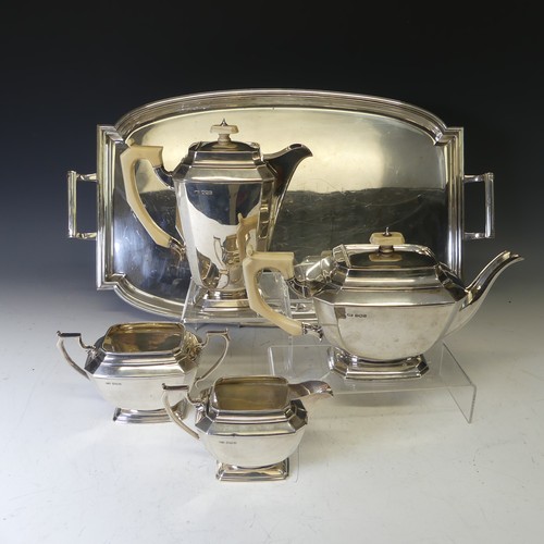 314 - A George V silver five piece Tea Set, by Frank Cobb & Co Ltd., hallmarked Sheffield, 1935, of sh... 