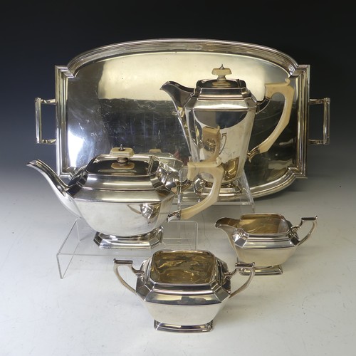 314 - A George V silver five piece Tea Set, by Frank Cobb & Co Ltd., hallmarked Sheffield, 1935, of sh... 