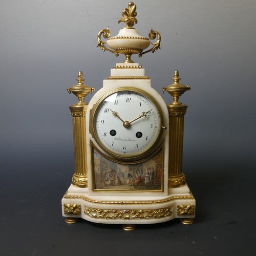 216 - A 19th century French white marble and ormolu Mantel Clock, by C. Clements A. Paris, with eight-day ... 