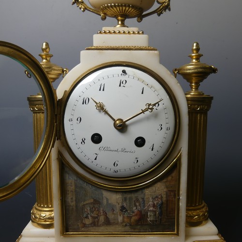 216 - A 19th century French white marble and ormolu Mantel Clock, by C. Clements A. Paris, with eight-day ... 