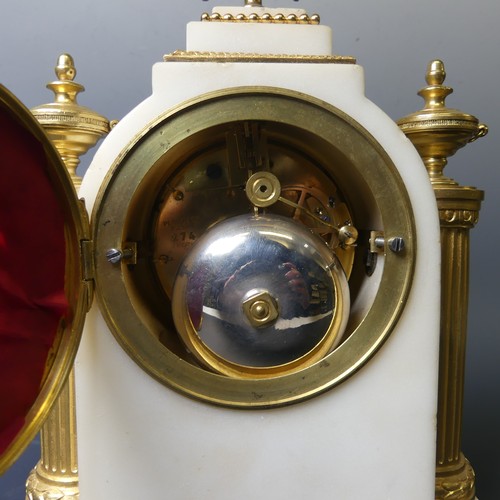 216 - A 19th century French white marble and ormolu Mantel Clock, by C. Clements A. Paris, with eight-day ... 