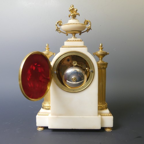 216 - A 19th century French white marble and ormolu Mantel Clock, by C. Clements A. Paris, with eight-day ... 