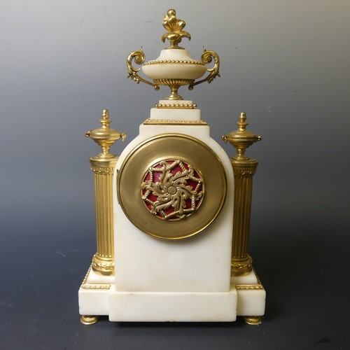 216 - A 19th century French white marble and ormolu Mantel Clock, by C. Clements A. Paris, with eight-day ... 