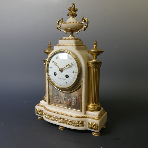 216 - A 19th century French white marble and ormolu Mantel Clock, by C. Clements A. Paris, with eight-day ... 