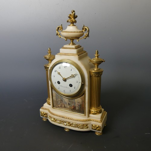 216 - A 19th century French white marble and ormolu Mantel Clock, by C. Clements A. Paris, with eight-day ... 