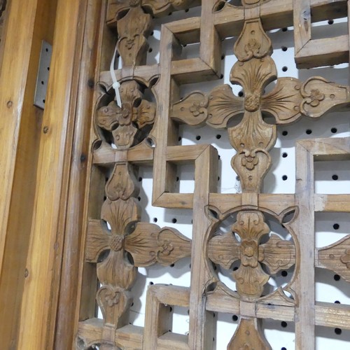 255 - A set of six carved and pierced Chinese Window Shutters, with floral carvings on both sides, note sc... 