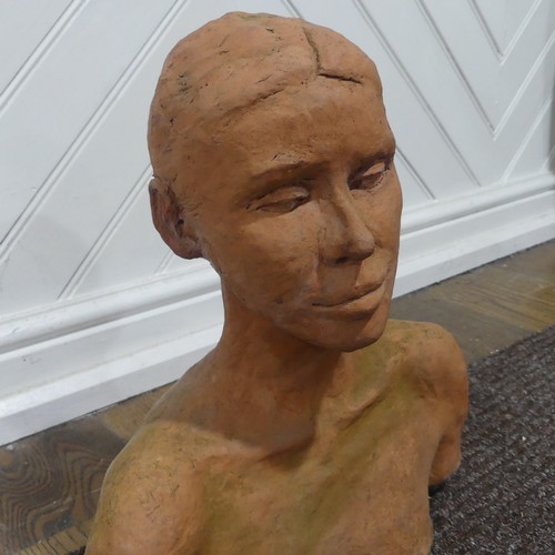 389 - A mid 20thC terracotta bust,  W 37 cm x H 42 cm x D 20 cm.