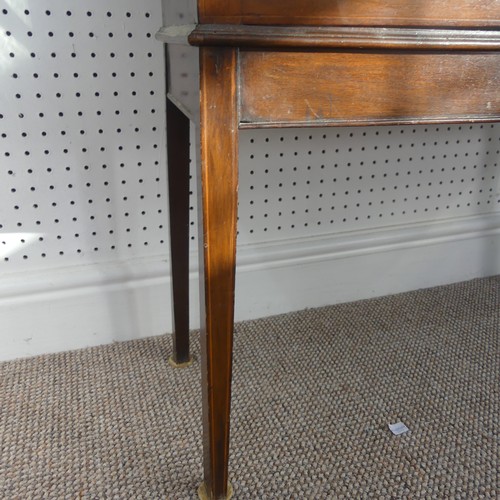 258 - An Edwardian mahogany display cabinet, with inlaid decoration, having three shelves enclosed by two ... 