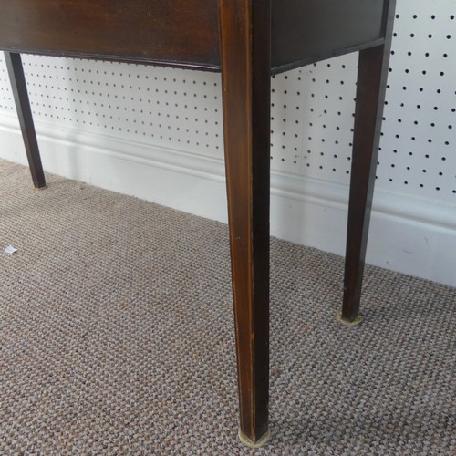 258 - An Edwardian mahogany display cabinet, with inlaid decoration, having three shelves enclosed by two ... 