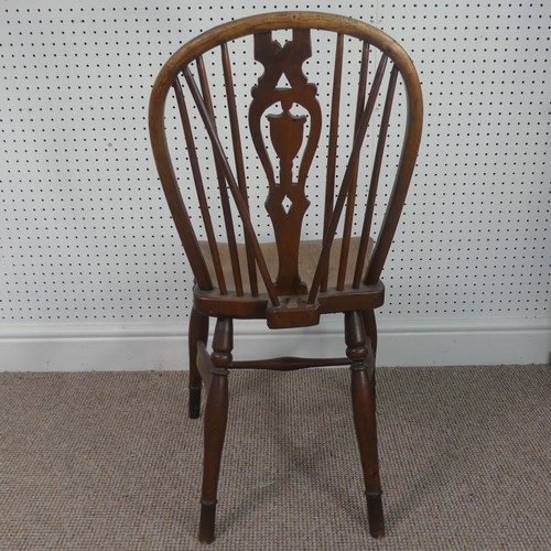 259 - A Late Victorian ash and elm Windsor Chair, stick-back with pierced splat above solid carved base up... 