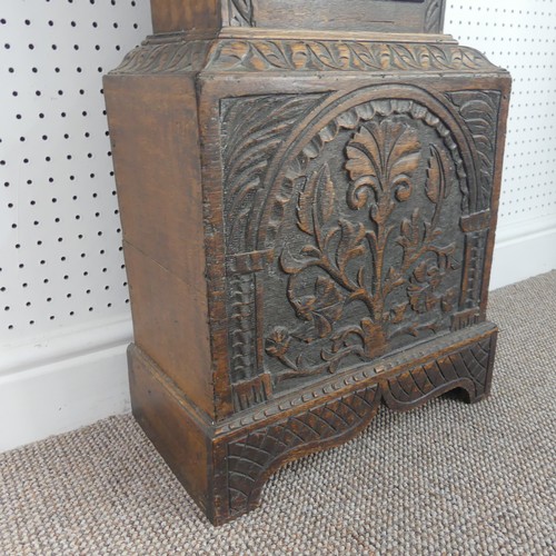 217 - W. Fletcher, Leeds, a carved oak 8-day longcase clock with two-weight movement striking on a bell, t... 