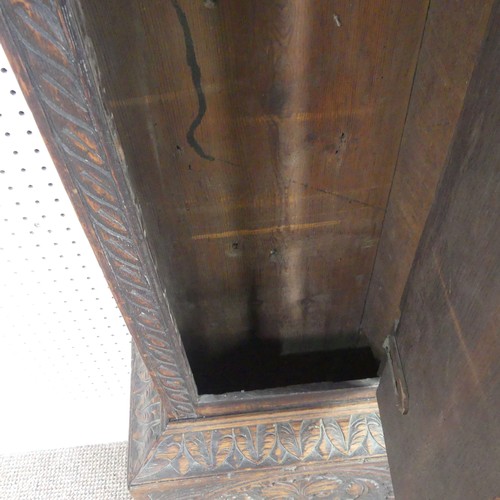 217 - W. Fletcher, Leeds, a carved oak 8-day longcase clock with two-weight movement striking on a bell, t... 