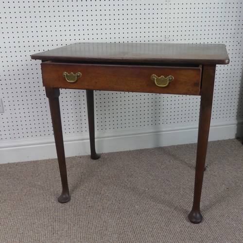 261 - A Georgian mahogany Side Table with a single frieze drawer on turned legs to pad feet, W 78.5 cm x H... 