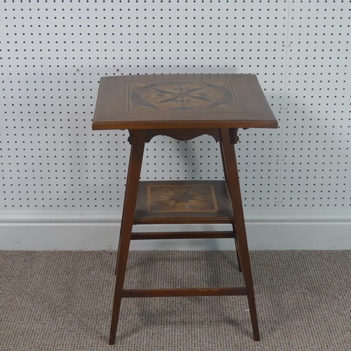 262 - An Edwardian specimen marquetry table, decorative inlaid top and middle, supported by squared stretc... 