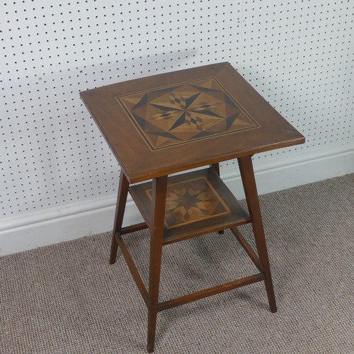 262 - An Edwardian specimen marquetry table, decorative inlaid top and middle, supported by squared stretc... 