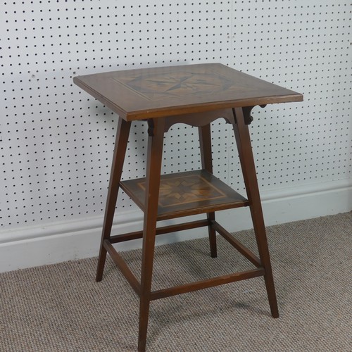 262 - An Edwardian specimen marquetry table, decorative inlaid top and middle, supported by squared stretc... 