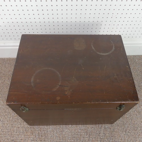 263 - An Early 20thC mahogany deed box, with green interior, W 46 cm x H 36 cm x D 34 cm.