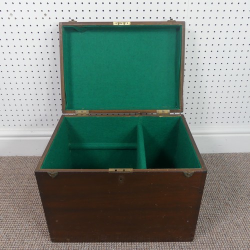 263 - An Early 20thC mahogany deed box, with green interior, W 46 cm x H 36 cm x D 34 cm.