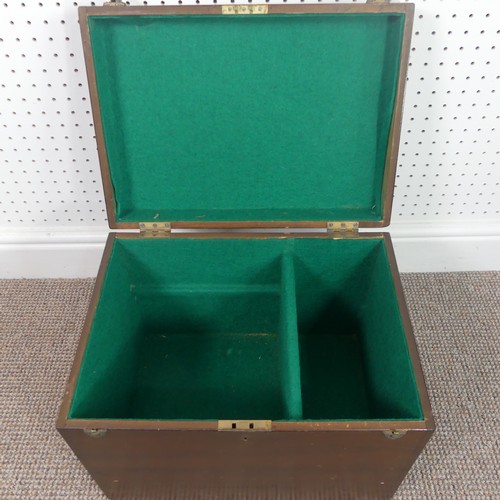 263 - An Early 20thC mahogany deed box, with green interior, W 46 cm x H 36 cm x D 34 cm.