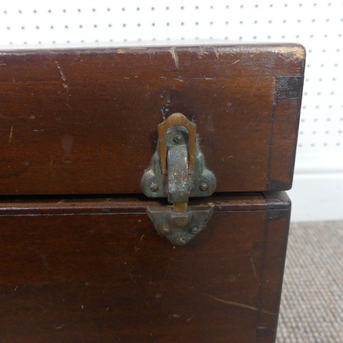 263 - An Early 20thC mahogany deed box, with green interior, W 46 cm x H 36 cm x D 34 cm.