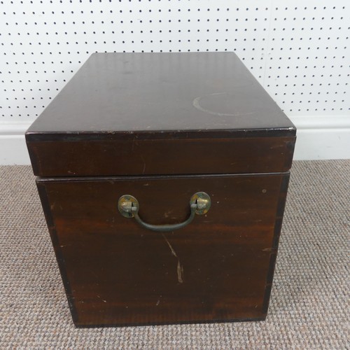 263 - An Early 20thC mahogany deed box, with green interior, W 46 cm x H 36 cm x D 34 cm.