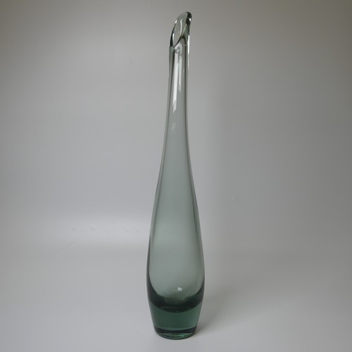 37 - A very tall Whitefriars-style glass Vase, with cased green colour, H 51cm, together with a square ta... 