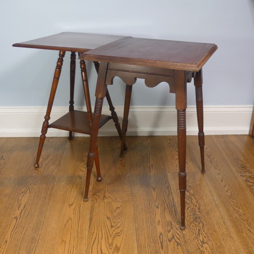 243 - A 20thC mahogany Arts and Crafts style occasional table, together with another of a similar size, (L... 