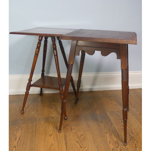 243 - A 20thC mahogany Arts and Crafts style occasional table, together with another of a similar size, (L... 