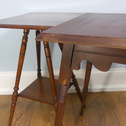 243 - A 20thC mahogany Arts and Crafts style occasional table, together with another of a similar size, (L... 