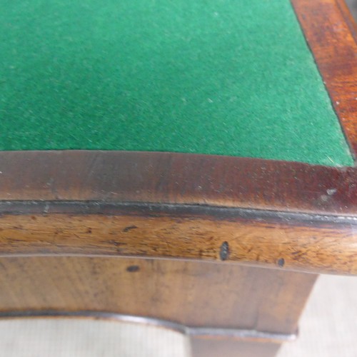 275 - A Victorian mahogany serpentine fold over Card Table, on square tapering legs, signs of woodworm on ... 