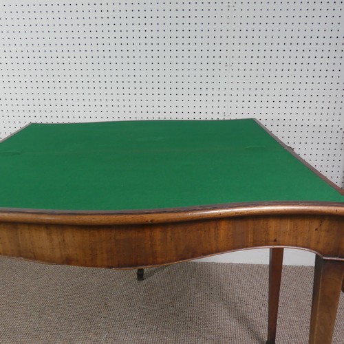 275 - A Victorian mahogany serpentine fold over Card Table, on square tapering legs, signs of woodworm on ... 