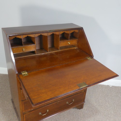 276 - An Edwardian mahogany shell inlaid bureau, of a small size, the fall front, opening to reveal a fitt... 