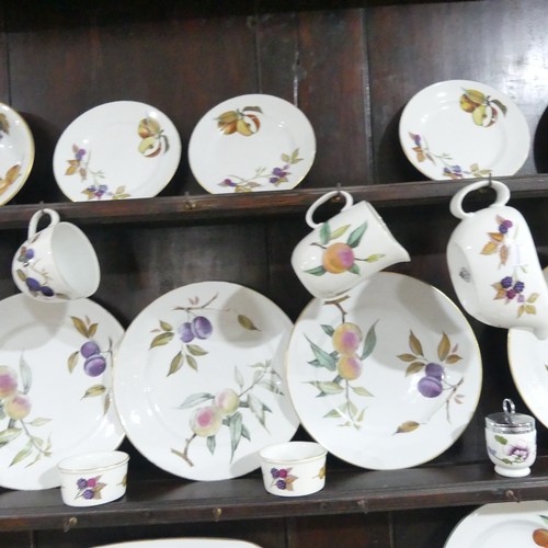 47 - A Royal Worcester 'Evesham' pattern Dinner Service, four Dinner Plates, Sides Plates, Tea Cups and S... 