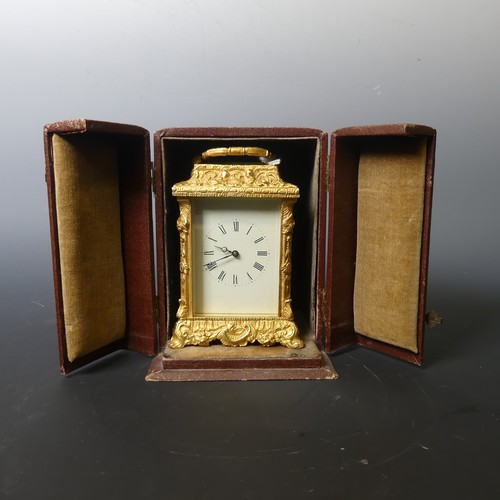 221 - A 20th century English Fema gilt brass Carriage Clock, the white rectangular dial with Roman numeral... 