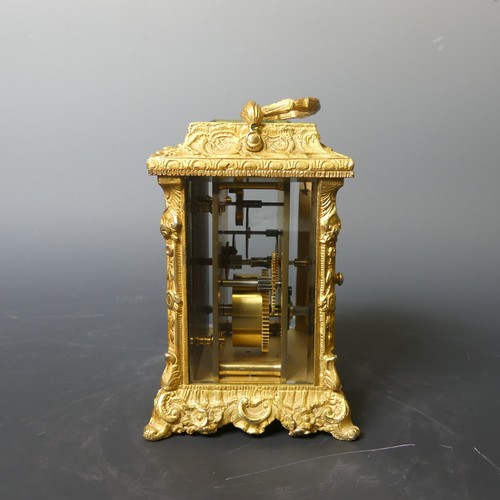 221 - A 20th century English Fema gilt brass Carriage Clock, the white rectangular dial with Roman numeral... 