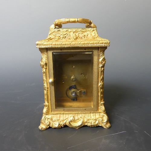 221 - A 20th century English Fema gilt brass Carriage Clock, the white rectangular dial with Roman numeral... 