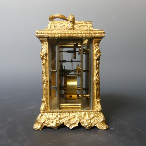 221 - A 20th century English Fema gilt brass Carriage Clock, the white rectangular dial with Roman numeral... 