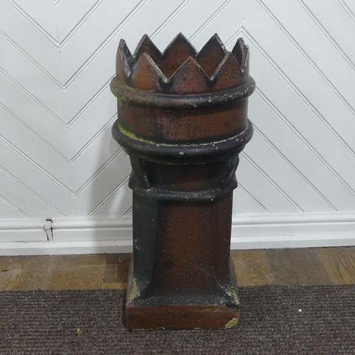 398 - A large Victorian glazed ceramic Chimney Pot, W 36 cm x H 77.5 cm x D  36 cm.