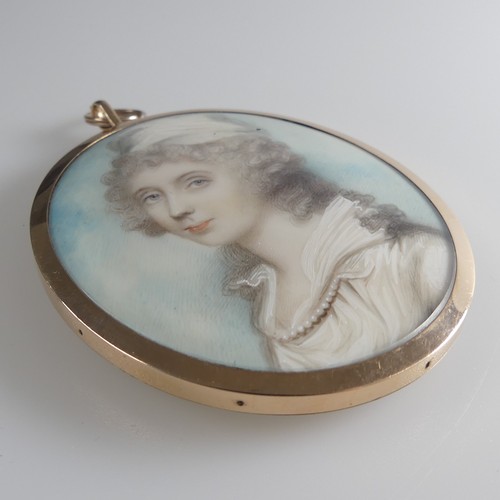 153 - Andrew Plimer (British, 1763-1837), Portrait Miniature of a Lady in white dress with frilled collar ... 