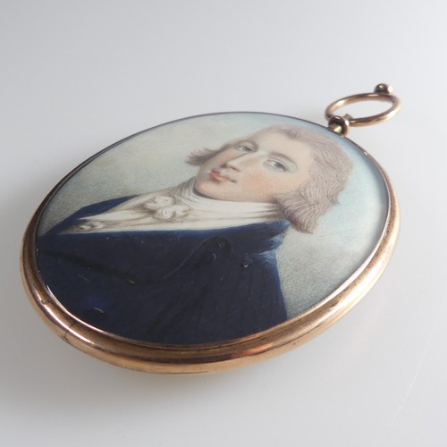 155 - William Thicke (British, fl. 1787-1814), Portrait Miniature of a young Gentleman wearing a blue coat... 