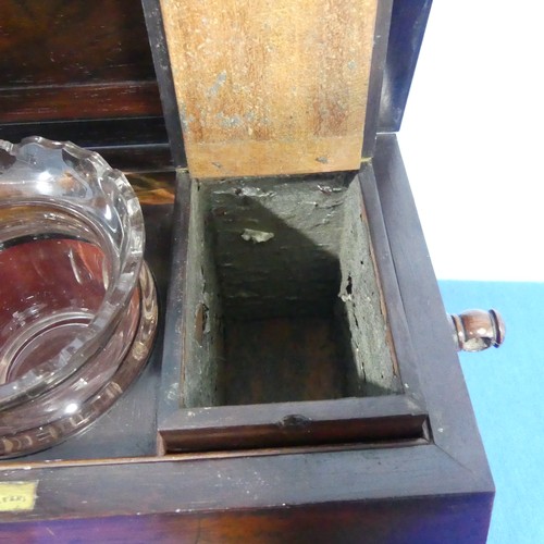 388 - A Victorian black lacquer papier mache Tea Caddy, inlaid with mother of pearl, W 26.5 cm x H 14 cm x... 