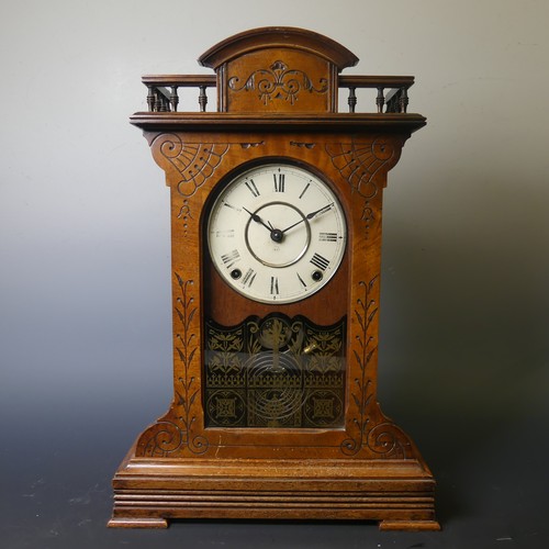 224 - An American shelf clock, H 51cm x W 35cm.