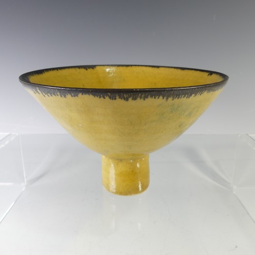 6 - Emmanuel Cooper (British; 1938-2012) a studio pottery Footed Bowl, of yellow ground with manganese r... 
