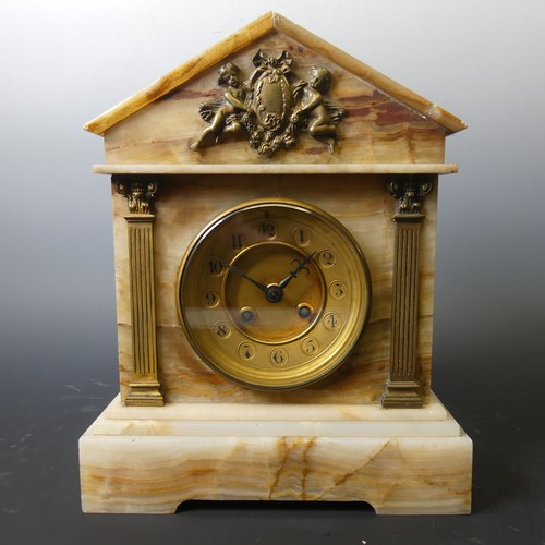 225 - A Victorian onyx and gilt-metal Mantle Clock, of architectural form, 30cm high x 24cm wide, together... 