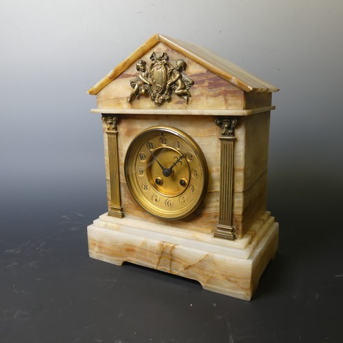 225 - A Victorian onyx and gilt-metal Mantle Clock, of architectural form, 30cm high x 24cm wide, together... 