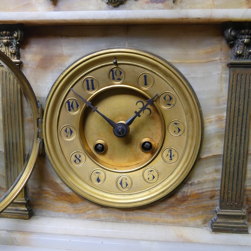 225 - A Victorian onyx and gilt-metal Mantle Clock, of architectural form, 30cm high x 24cm wide, together... 