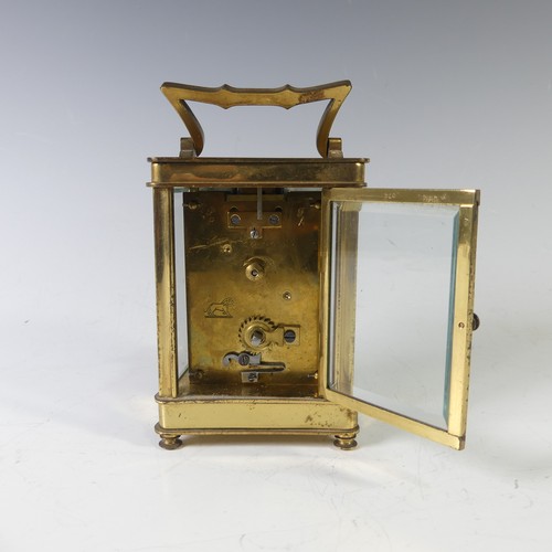 227 - A 20th century French gilt brass Carriage Clock, note rear door is stiff and prone to getting stuck,... 