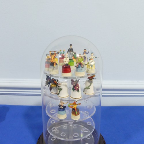 200 - Thimble Collection Club : twelve boxed thimbles and a perspex dome display case, togeter with two St... 