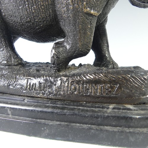 211 - After Julie Moigniez (American, 20th century), a cast patinated bronze sculpture of a Rhinoceros, si... 