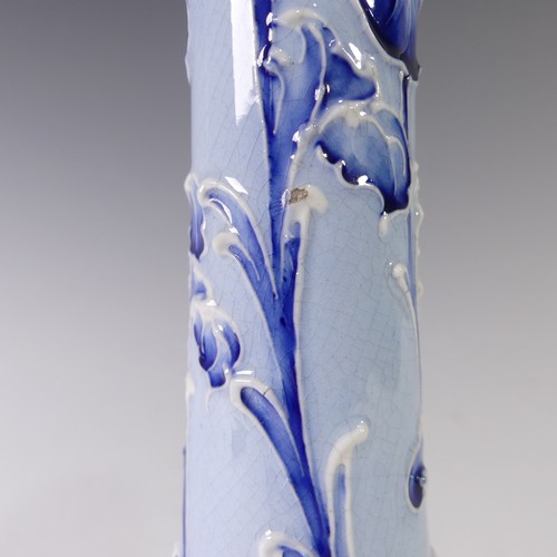 4 - A Moorcroft Macintyre Florianware Vase, with flared rim, repaired, and inverted stem, of light blue ... 